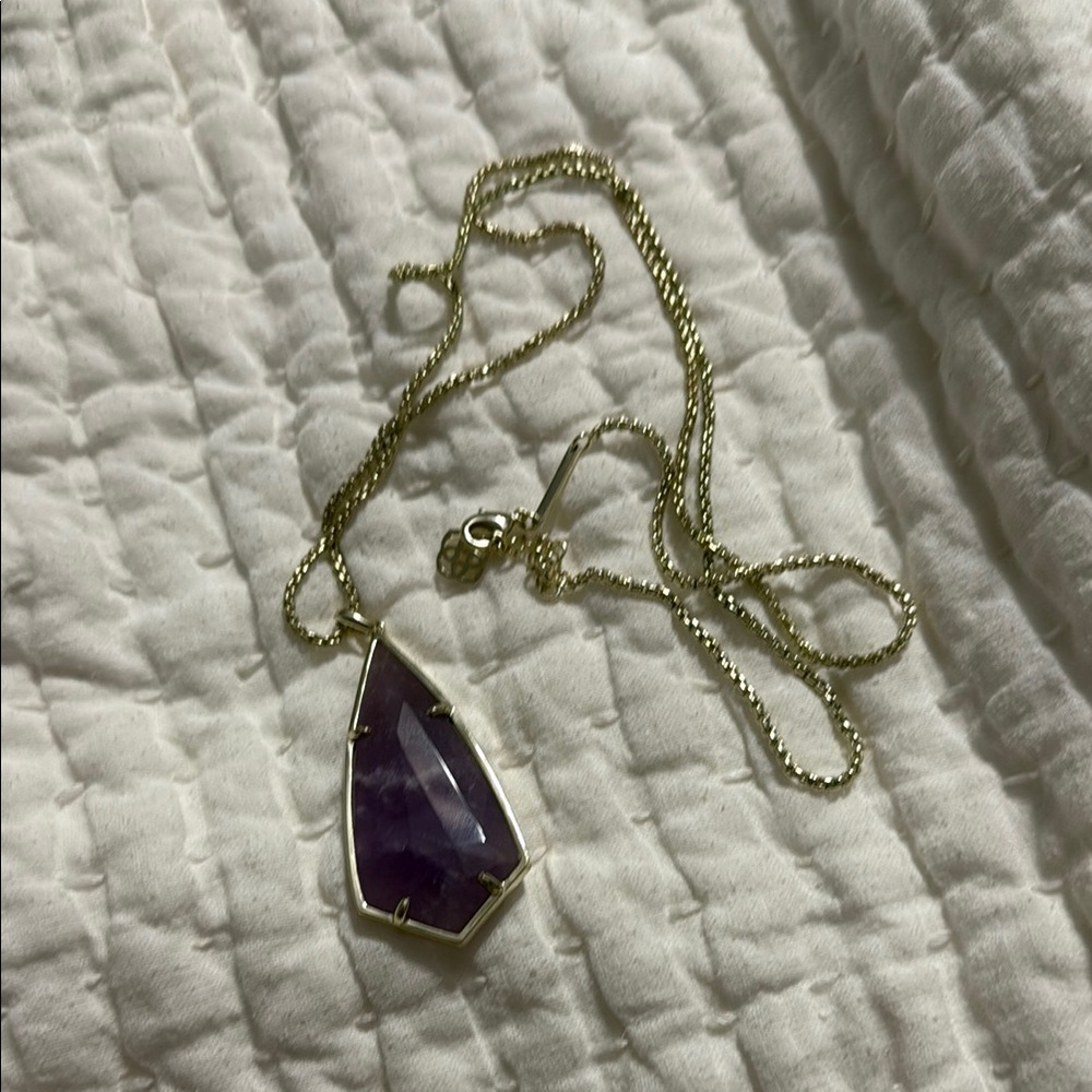 Kendra Scott Purple and Gold Geometric Necklace